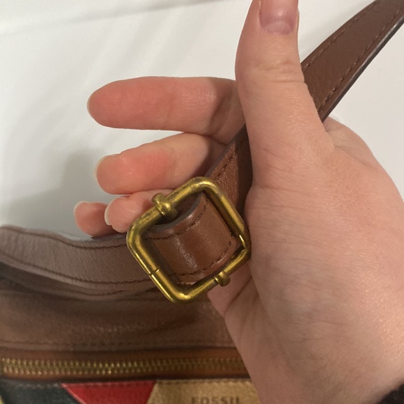 Fossil issue 1954 leather patchwork colorblock crossbody bag - Picture 9 of 12
